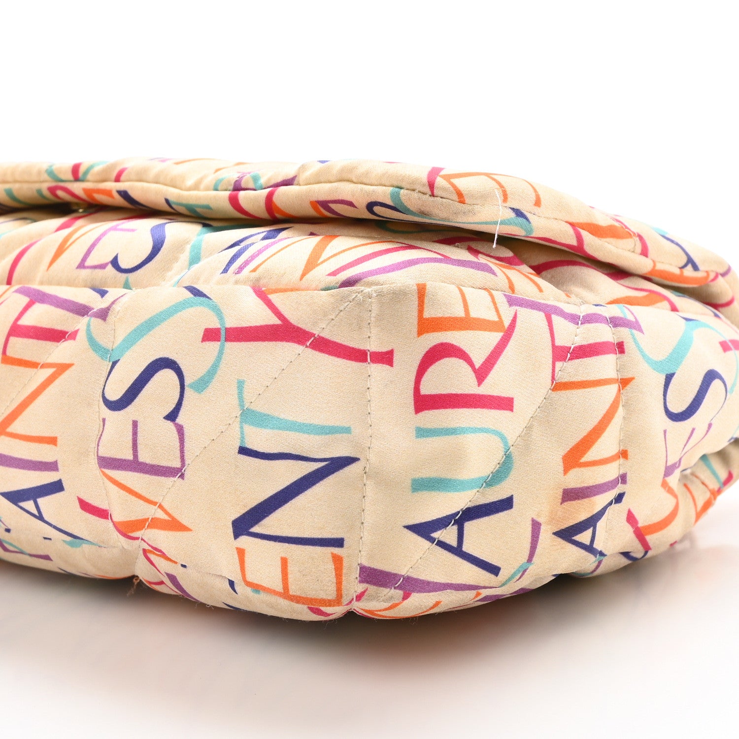 Saint Laurent Silk Carre Rive Gauche Print Patchwork Monogram Medium Jamie Multicolor White 10 of 10