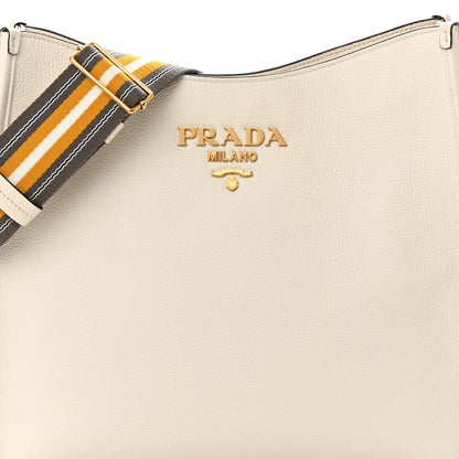Prada Vitello Daino Hobo Messenger Bag White 9 of 15