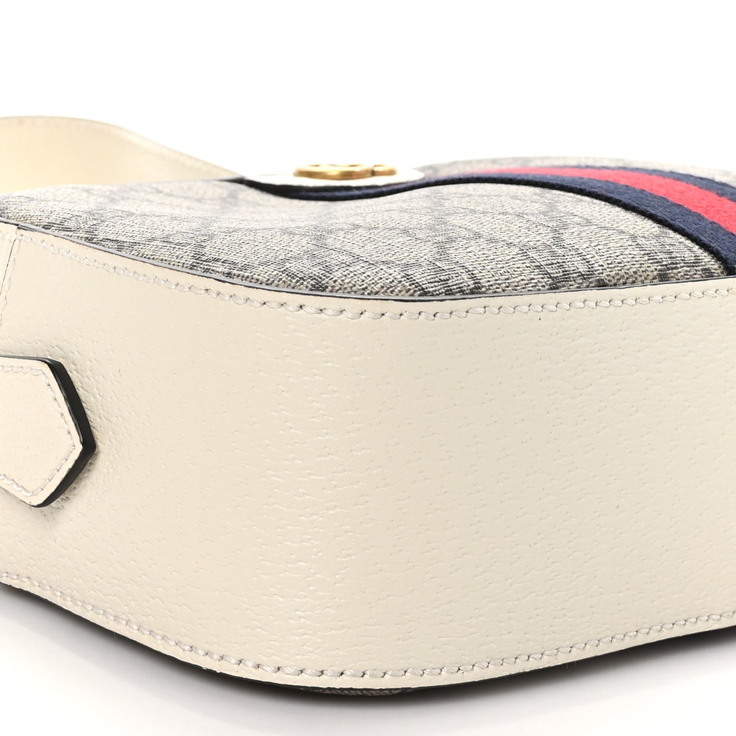 GG Supreme Monogram Textured Calfskin Web Small Ophidia Camera Bag Beige Ebony Mystic White