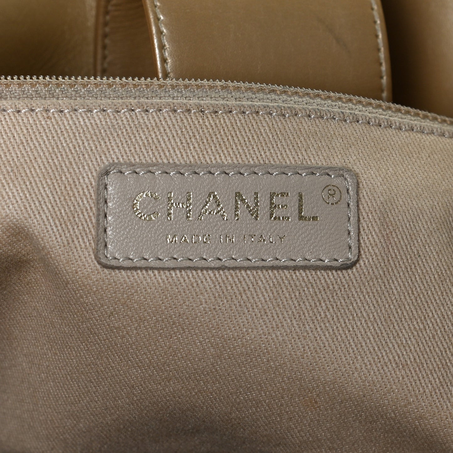 Metallic Calfskin Perforated Up In The Air Tote Gold