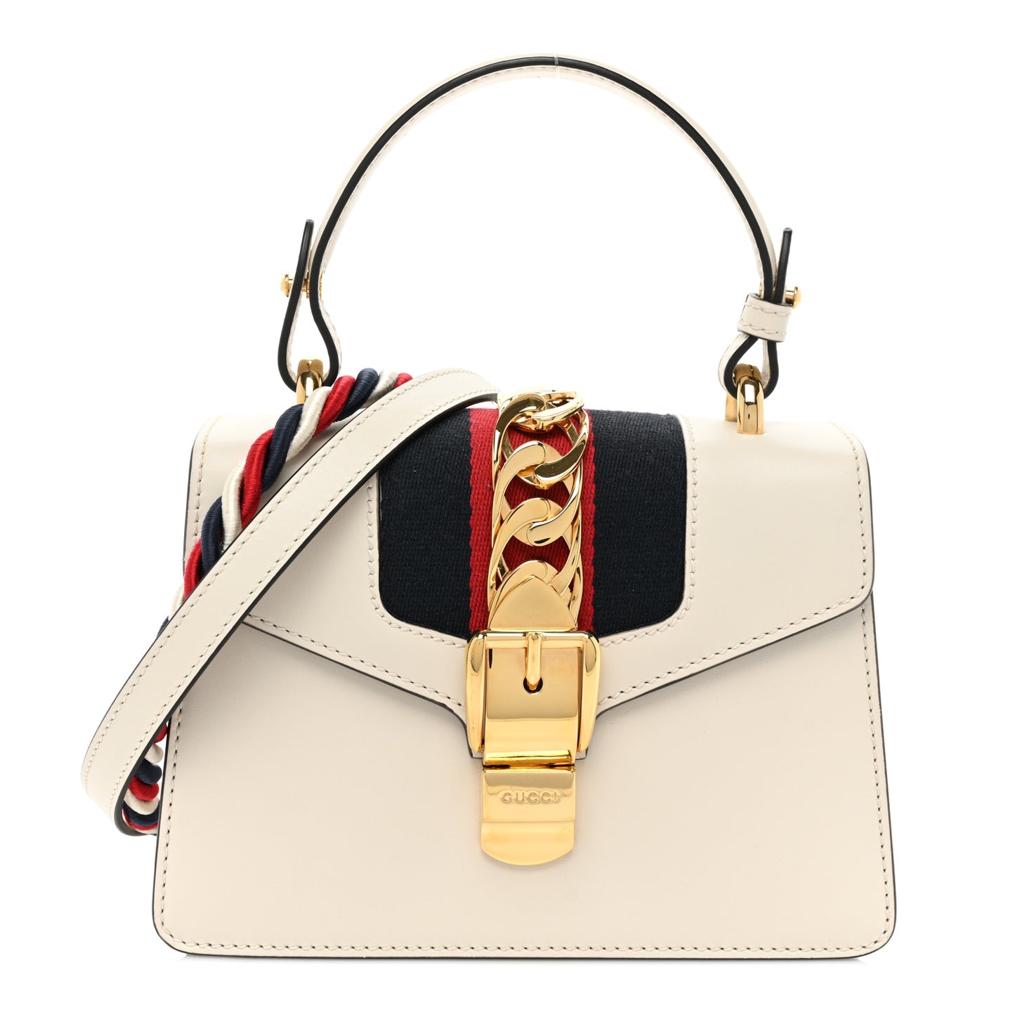 Calfskin Mini Sylvie Top Handle Bag White