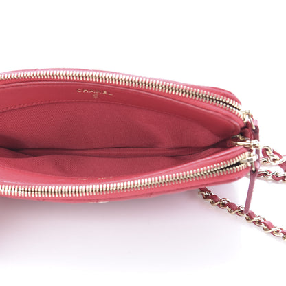 Chanel Lambskin Quilted Small Clutch With Chain Red 5 of 13