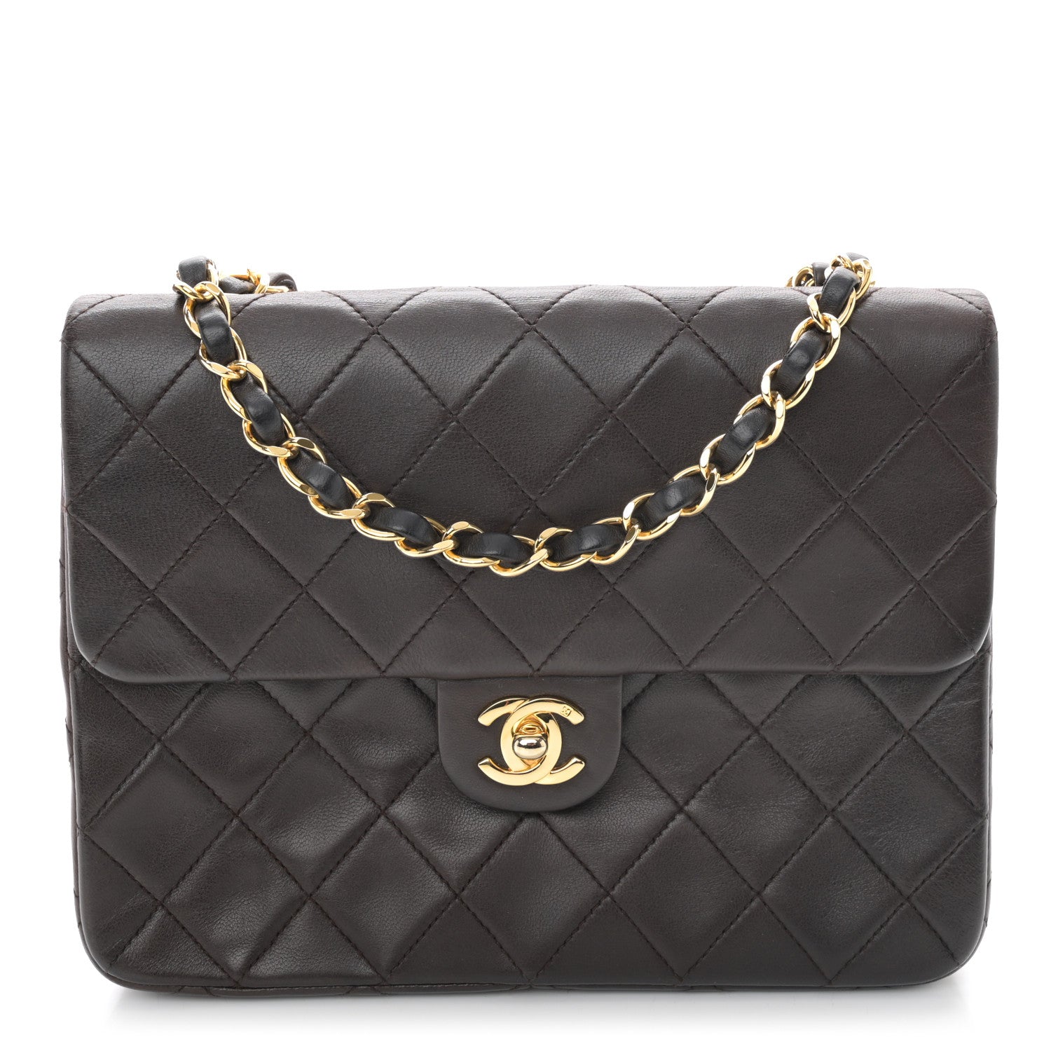 Chanel Lambskin Quilted Small Single Flap Brown 1 of 11