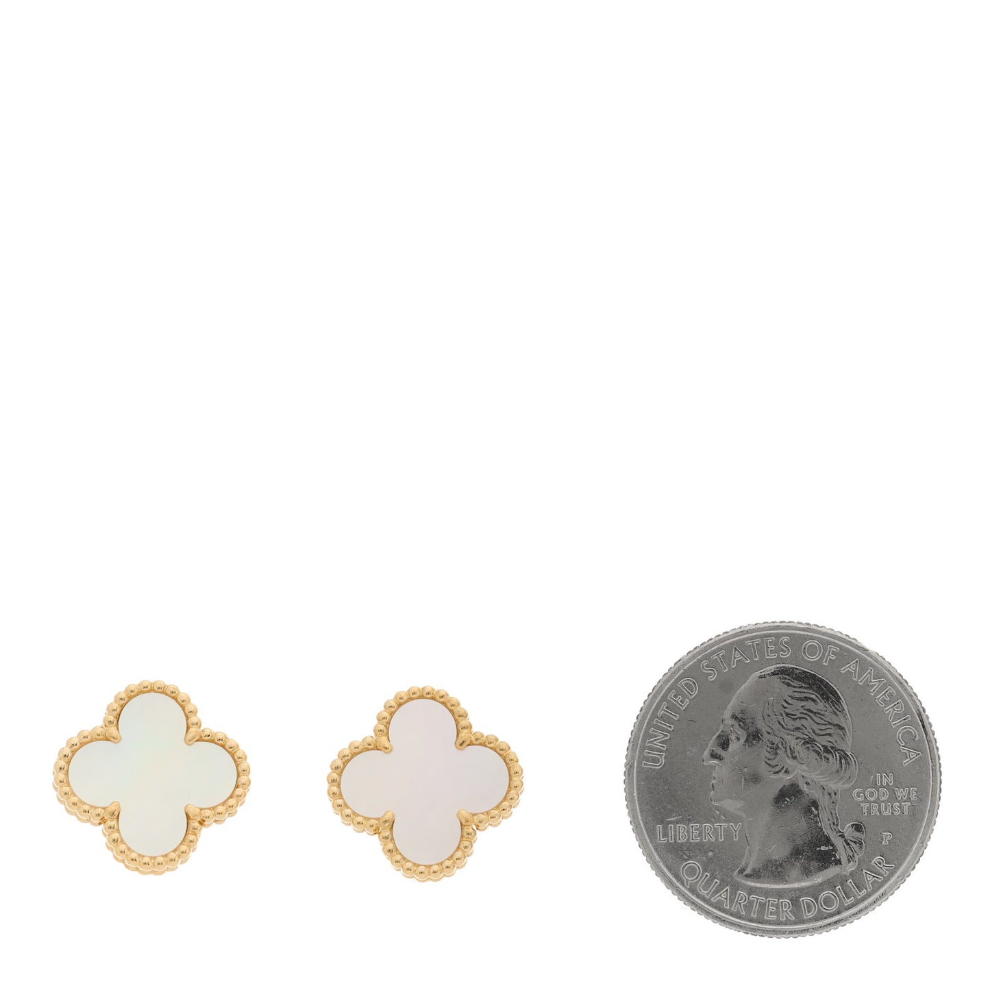 18K Yellow Gold Mother of Pearl Vintage Alhambra Earrings