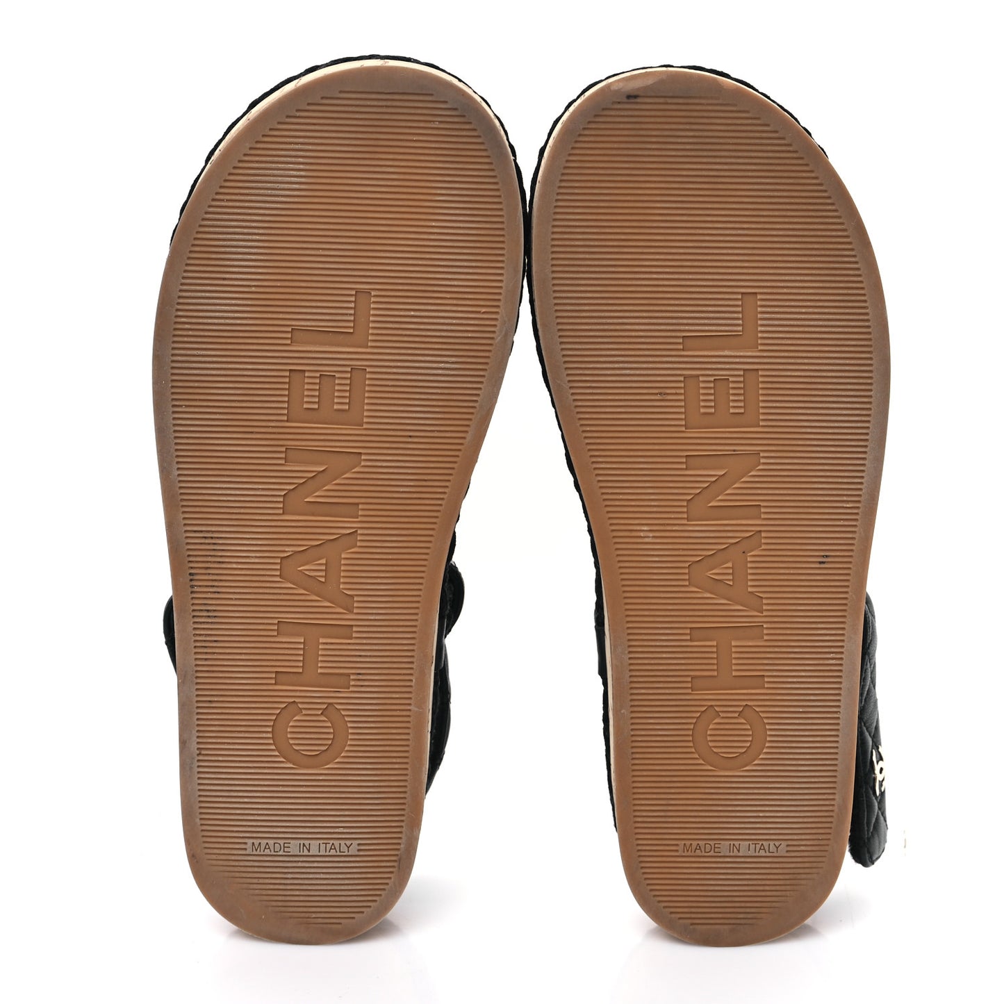 Cord Lambskin Quilted Logo Sandals 36 Black