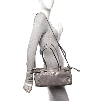 Prada Shiny Nappa Medium Shoulder Bag Pewter 2 of 10