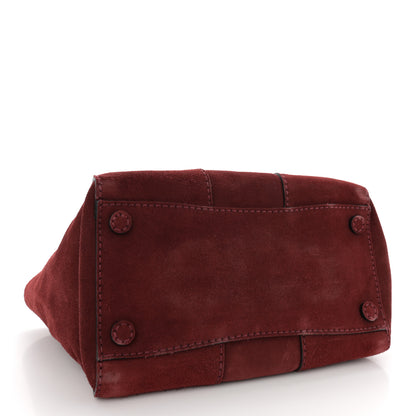 Prada Suede Scamosciato Stitched Small Twin Pocket Tote Porpora 4 of 16
