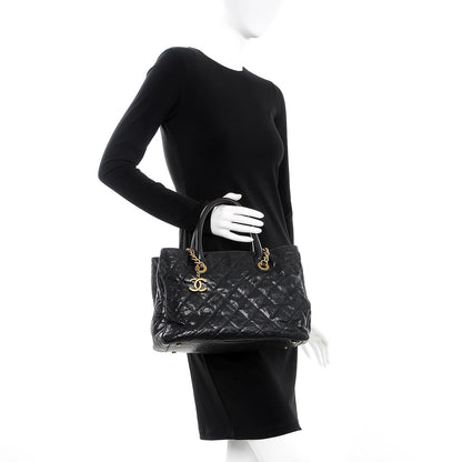 Chanel Glazed Caviar Quilted Small Shiva Tote Black 3 of 11