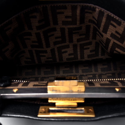 Fendi Goatskin Zucca Medium Peekaboo Iconic Satchel Black Tobacco 4 of 4