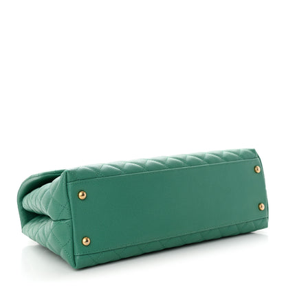 Chanel Caviar Quilted Medium Coco Lizard Embossed Handle Flap Green 4 of 11