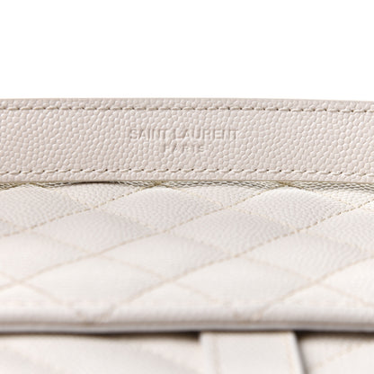 Saint Laurent Grain De Poudre Textured Mixed Matelasse Medium Triquilt Monogram Satchel Crema Soft 8 of 12