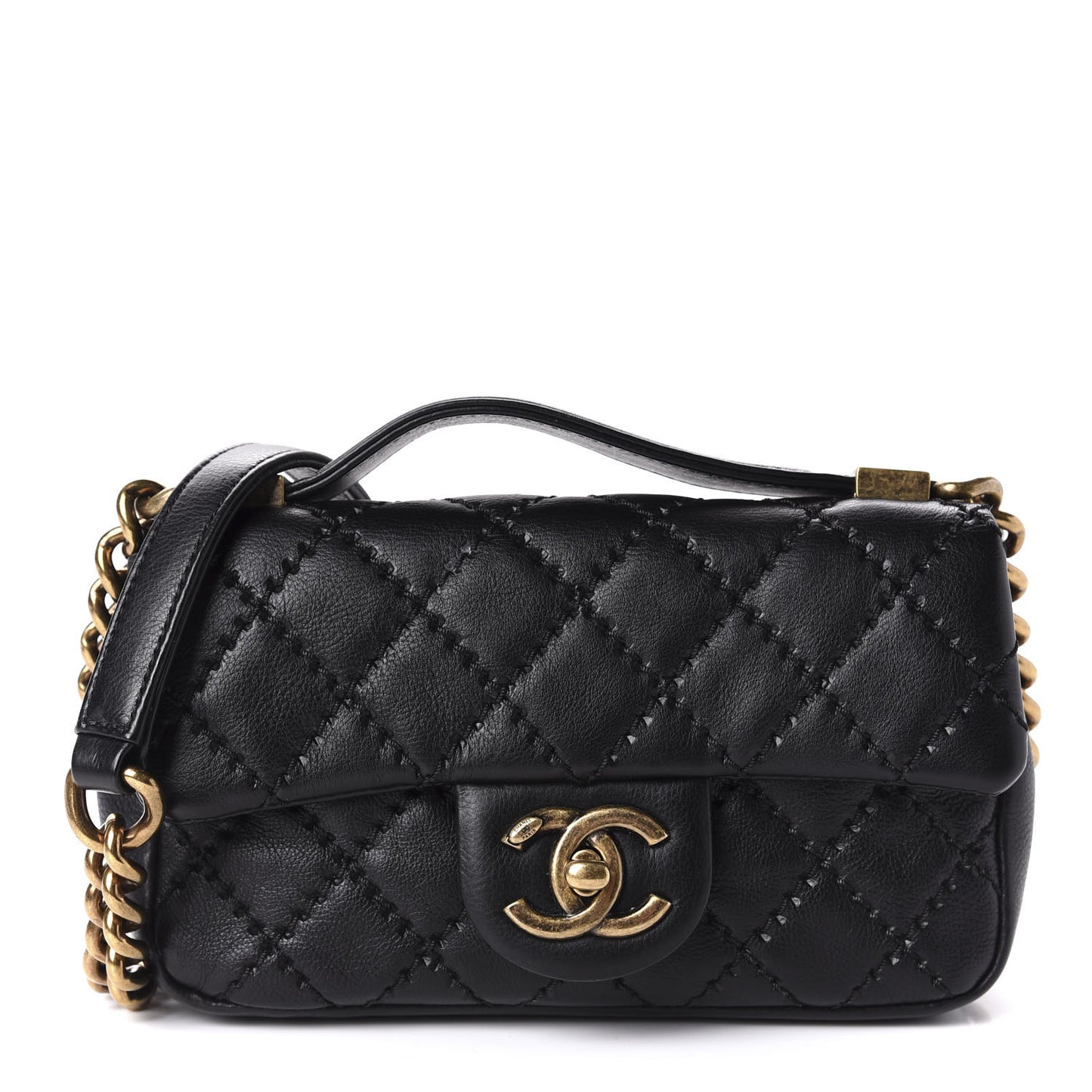 Calfskin Quilted Mini Urban Day Flap Black