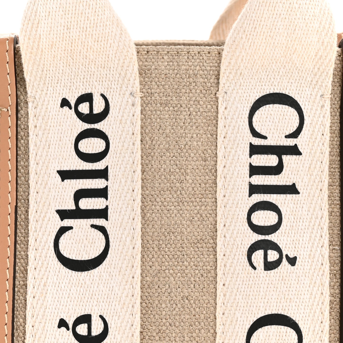 Linen Calfskin Mini Woody Ribbon Tote White Beige