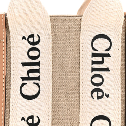 Chloe Linen Calfskin Mini Woody Ribbon Tote White Beige 8 of 10