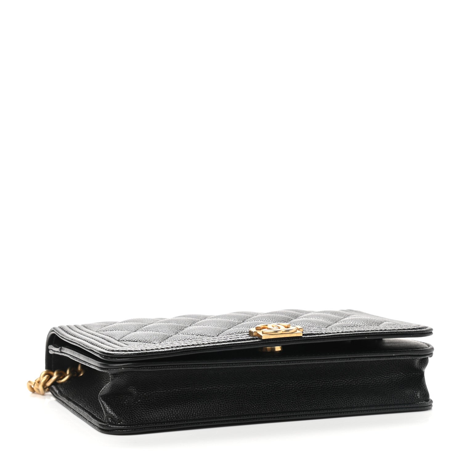 Chanel Caviar Quilted Boy Wallet On Chain WOC Black 3 of 9