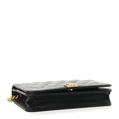 Chanel Caviar Quilted Boy Wallet On Chain WOC Black 3 of 9