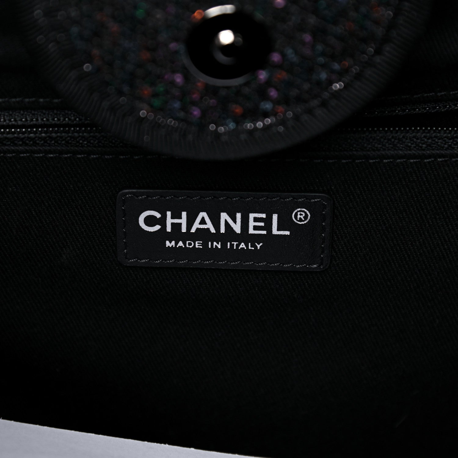 Chanel Calfskin Sequin Medium Deauville Tote Black 6 of 9