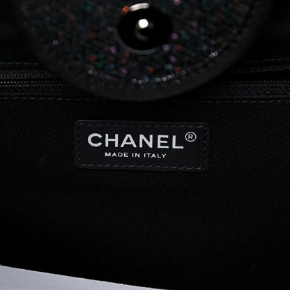 Chanel Calfskin Sequin Medium Deauville Tote Black 6 of 9