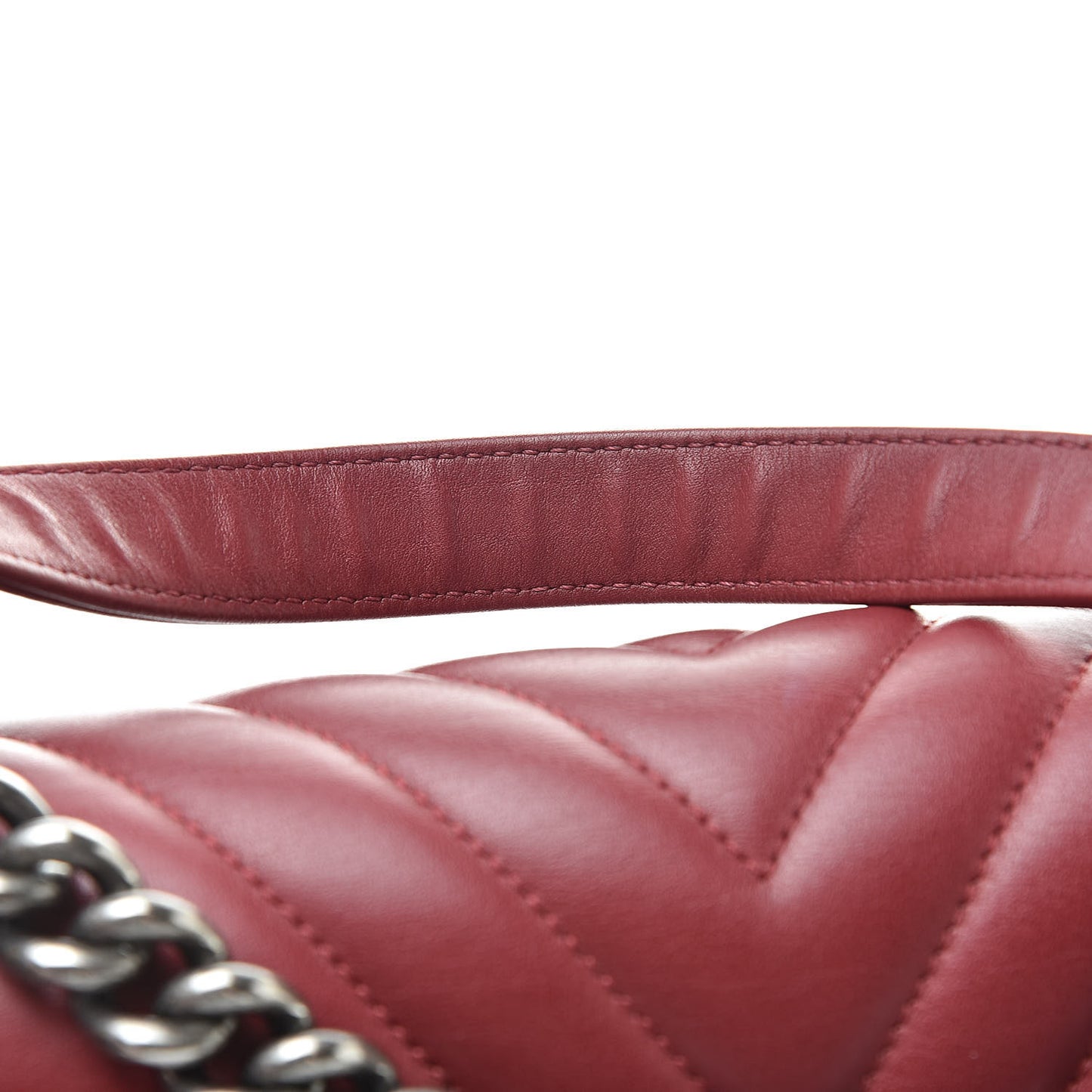 Calfskin Chevron Quilted Medium Boy Flap Red