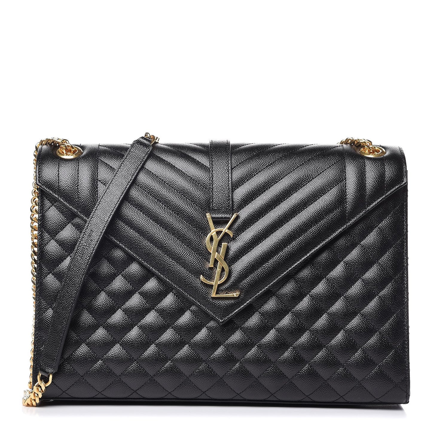 Grain De Poudre Textured Mixed Matelasse Large Triquilt Monogram Satchel Black