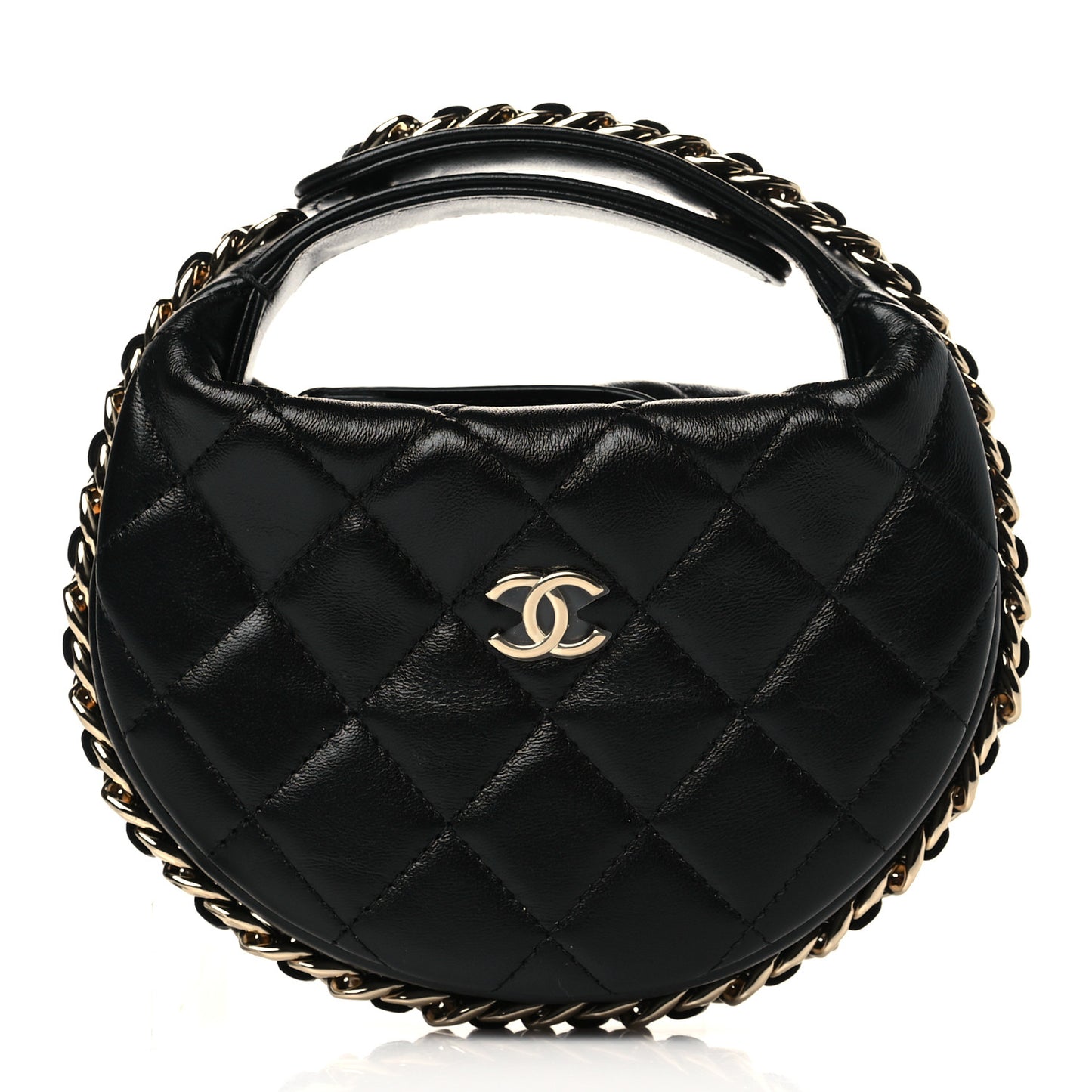 Quilted Chain Around Pouch Black