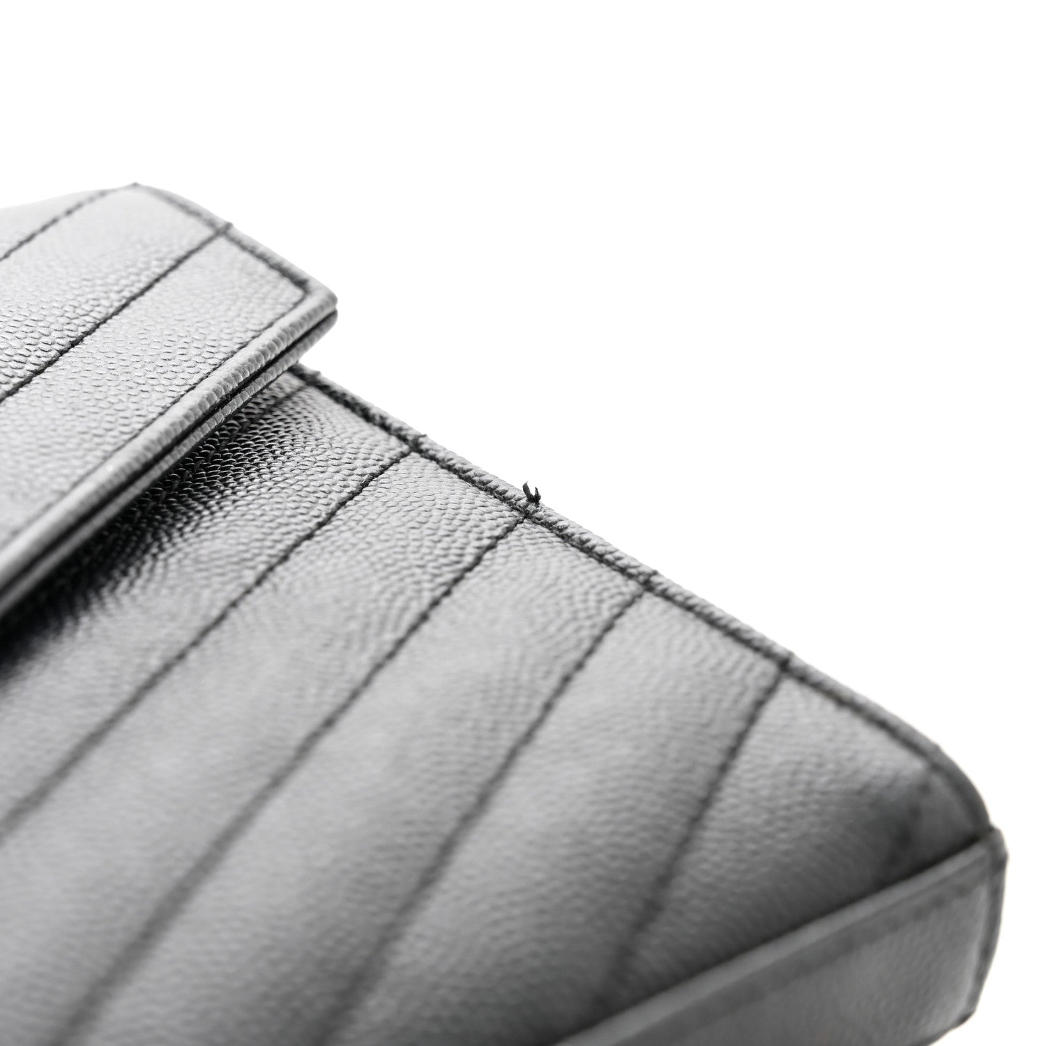 Saint Laurent Grain De Poudre Matelasse Chevron Monogram Chain Wallet Black 9 of 9