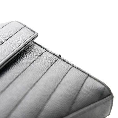 Saint Laurent Grain De Poudre Matelasse Chevron Monogram Chain Wallet Black 9 of 9