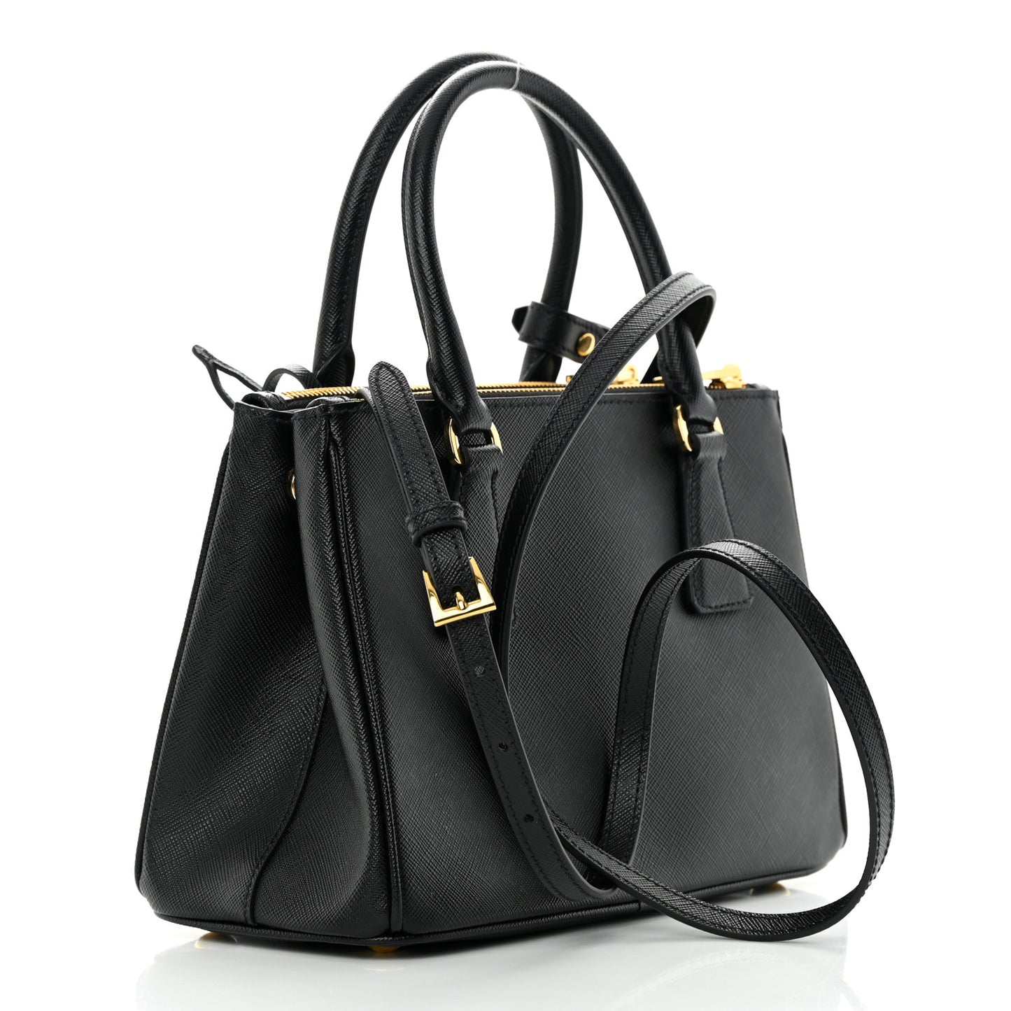 Saffiano Small Galleria Double Zip Tote Black