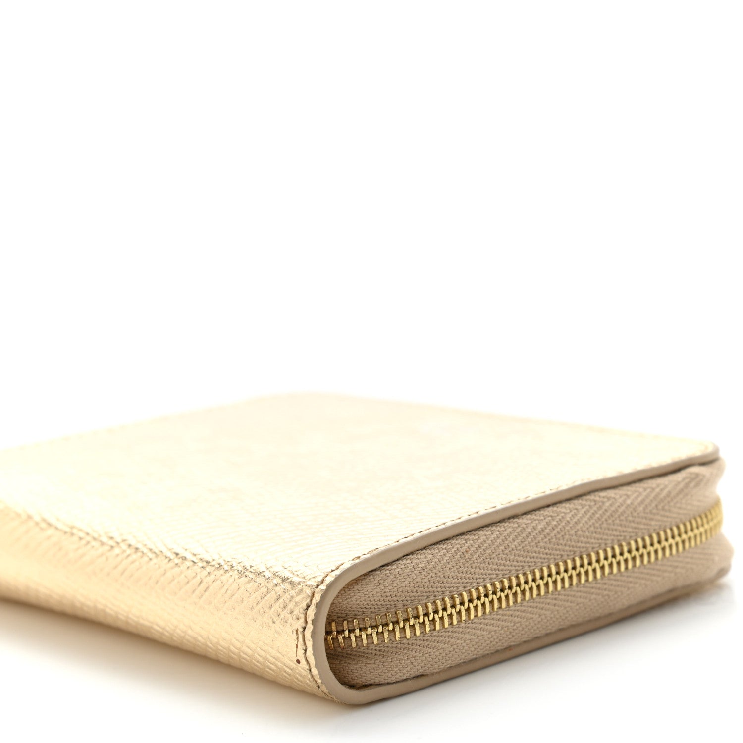 Celine Laminated Grained Calfskin Compact Zipped Wallet Gold 9 of 10