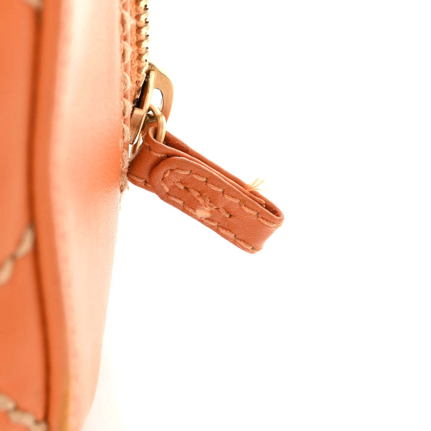 Calfskin Contrast Stitch Surpique Bowler Orange