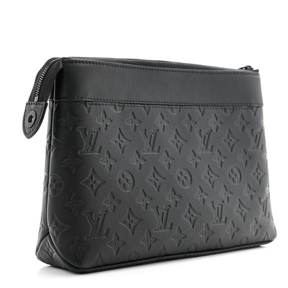Louis Vuitton Shadow Calfskin Monogram Pochette Voyage Souple Black 3 of 6