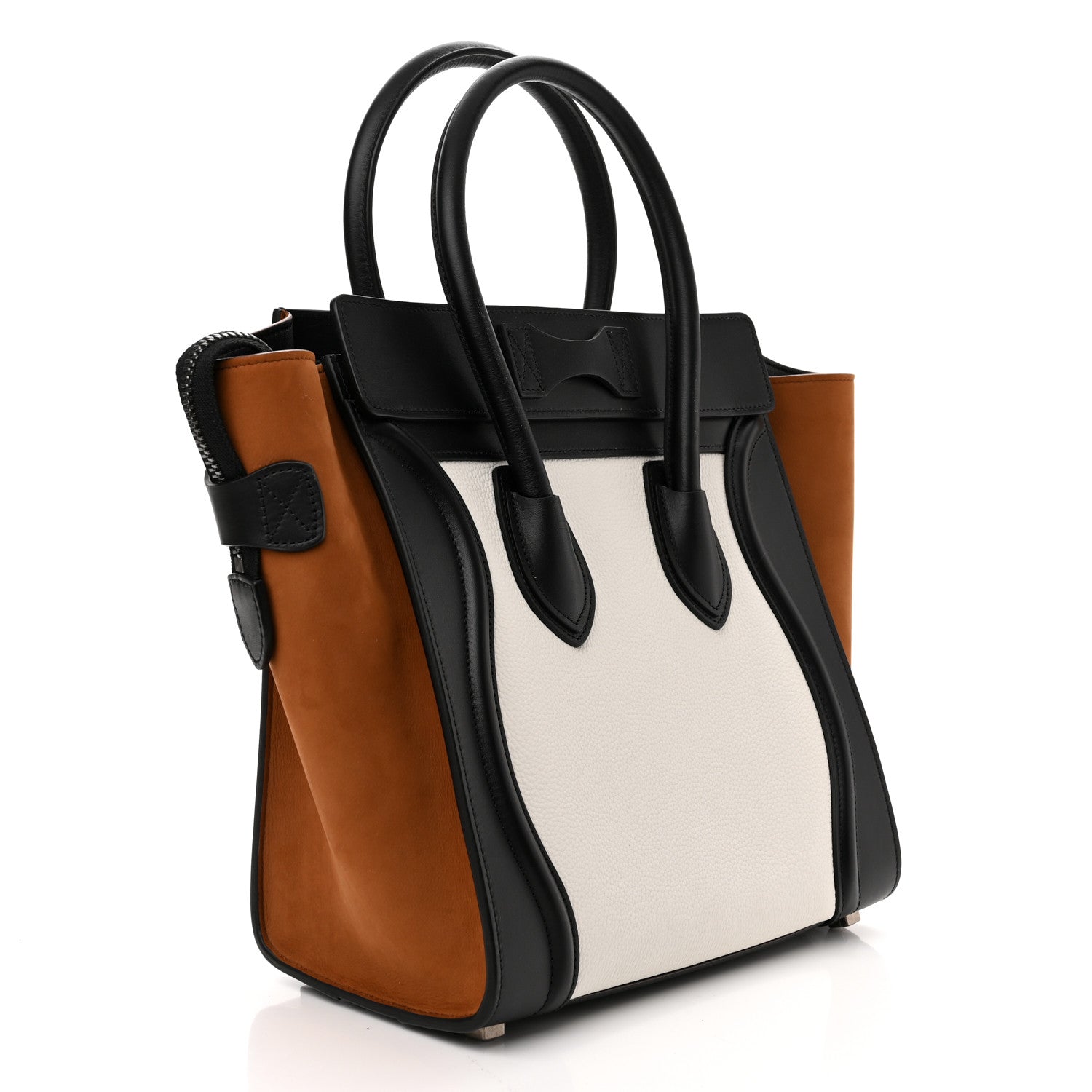 Celine Baby Grained Calfskin Nubuck Micro Tri-Color Luggage White 3 of 9