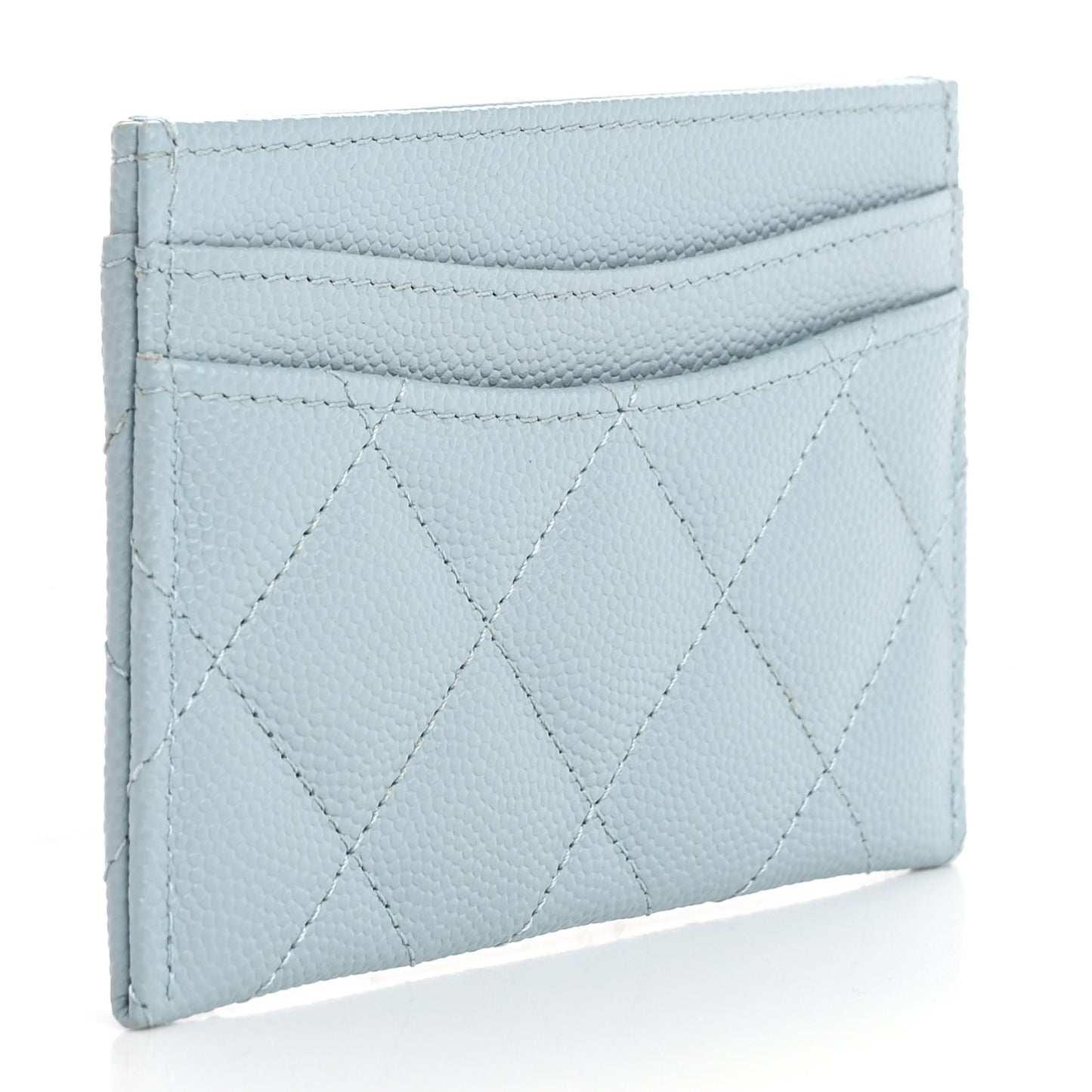 Caviar Quilted Card Holder Light Blue
