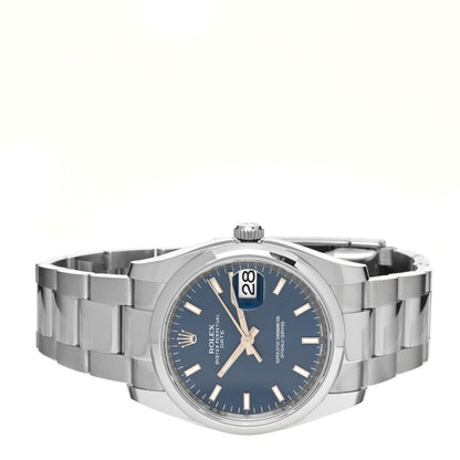 Rolex Stainless Steel 34mm Oyster Perpertual Date Watch Blue 115200 2 of 5