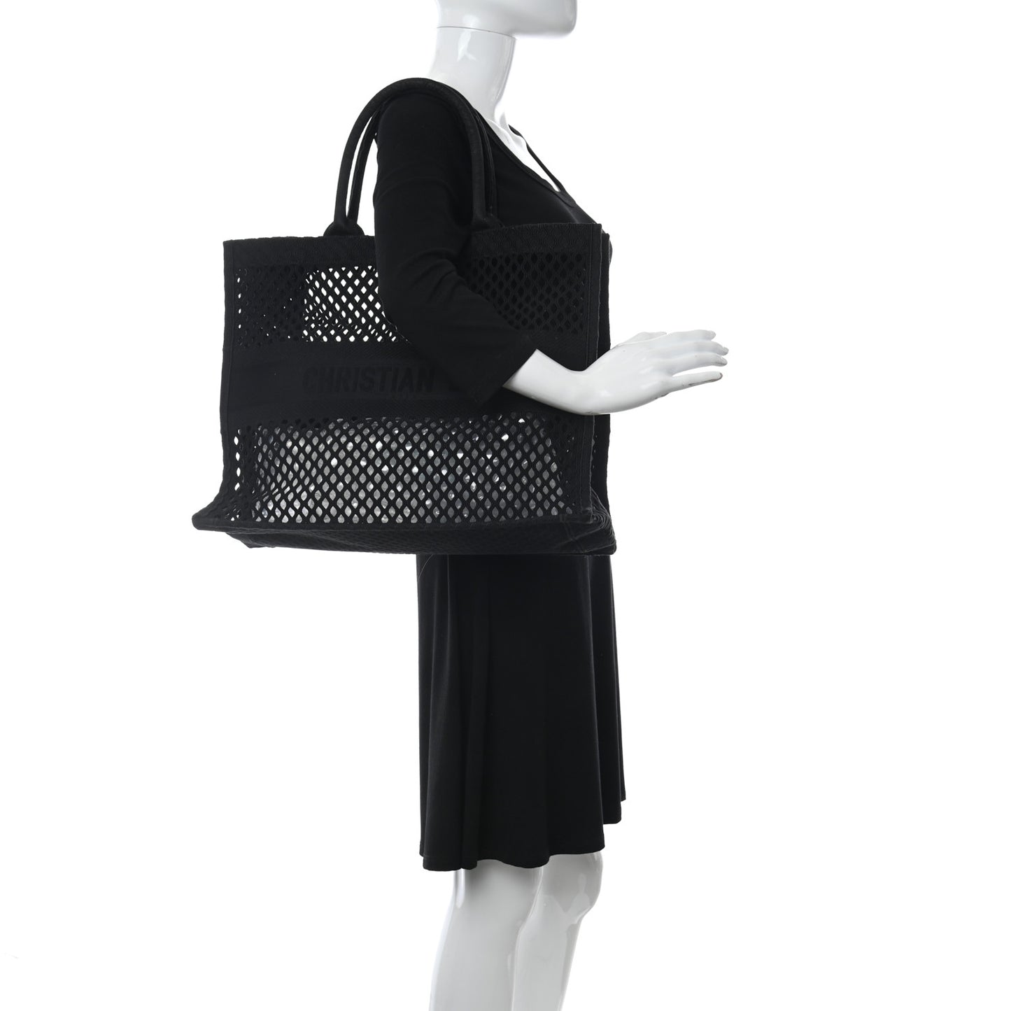 Mesh Embroidered Book Tote Black