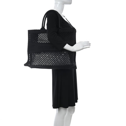 Christian Dior Mesh Embroidered Book Tote Black 2 of 11