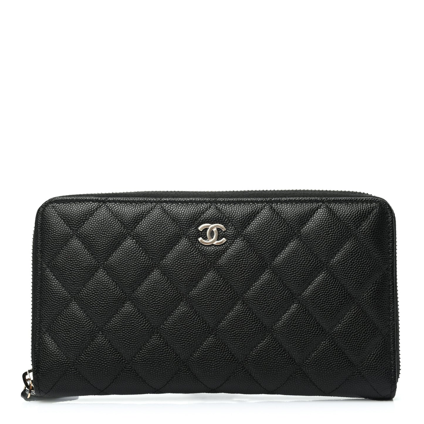 Caviar Quilted Large Zip Around Organizer Wallet Black