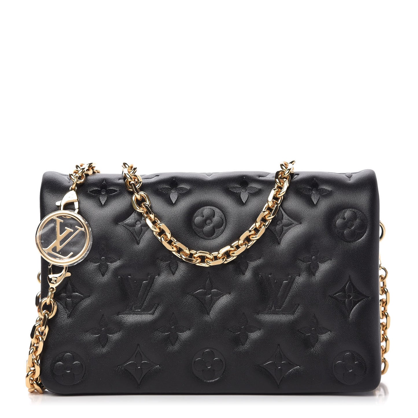 Lambskin Embossed Monogram Pochette Coussin Black