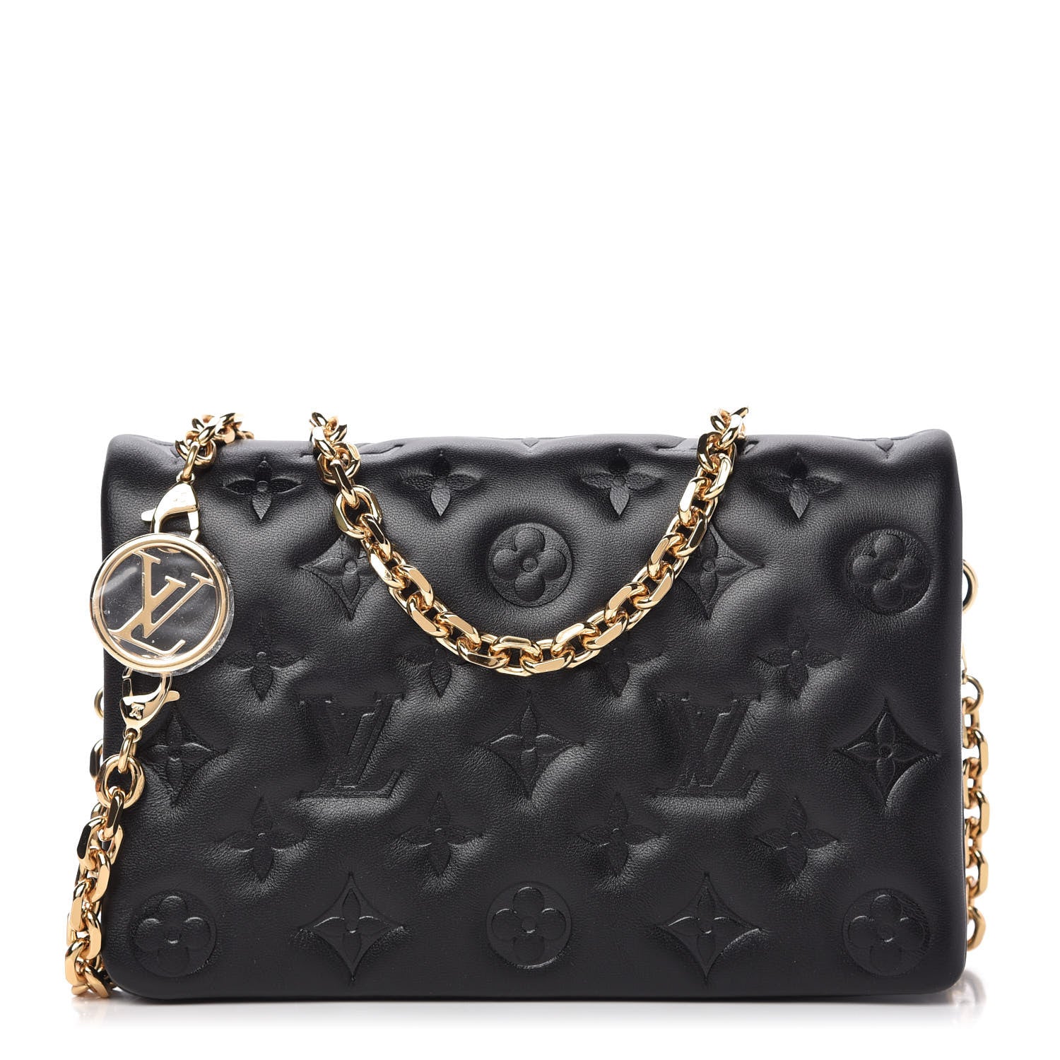 Louis Vuitton Lambskin Embossed Monogram Pochette Coussin Black 1 of 10