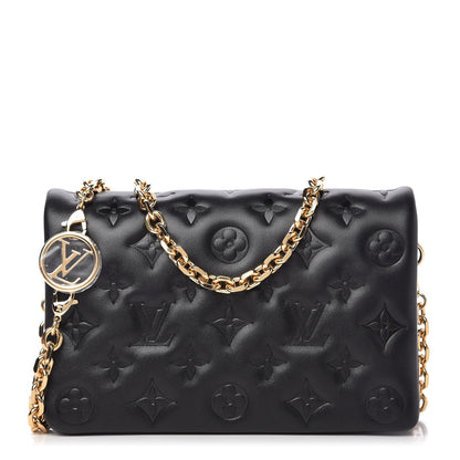 Louis Vuitton Lambskin Embossed Monogram Pochette Coussin Black 1 of 10