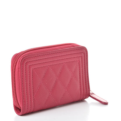 Chanel Caviar Quilted Boy Zip Around Coin Purse Wallet Fuchsia 3 of 11