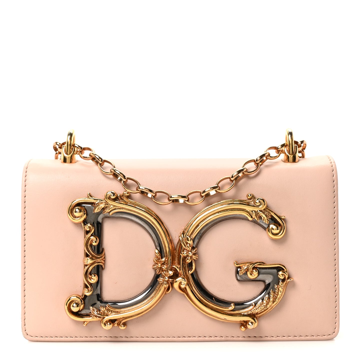 DOLCE GABBANA Calfskin DG Girls Shoulder Bag Pink
