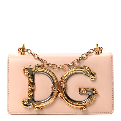 Dolce & Gabbana DOLCE GABBANA Calfskin DG Girls Shoulder Bag Pink 1 of 9