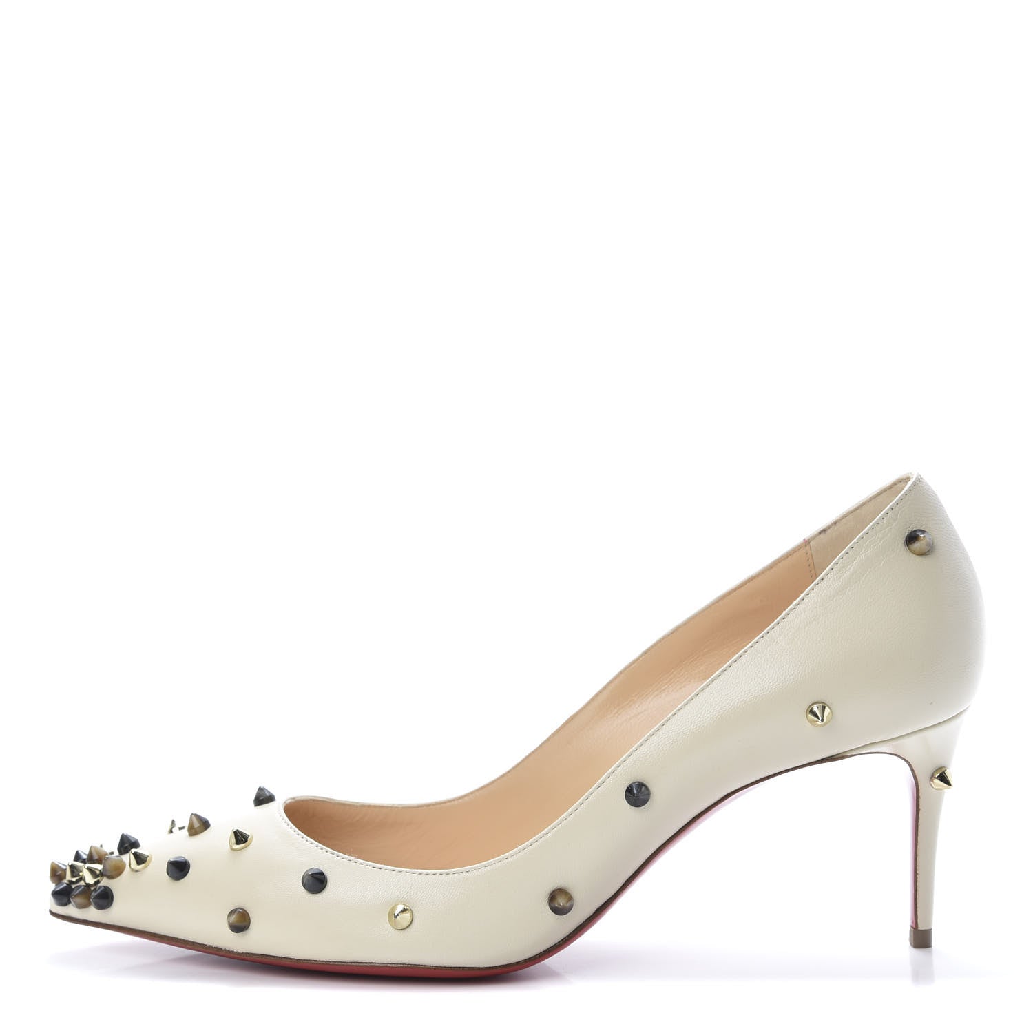 Christian Louboutin Kid Degraspike 70 Pumps 37 White Ivory Pop Corn 1 of 7