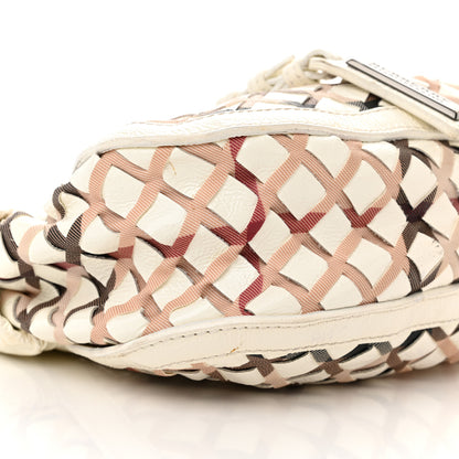 Burberry Patent Canvas Woven Nova Check Shoulder Bag White 8 of 15