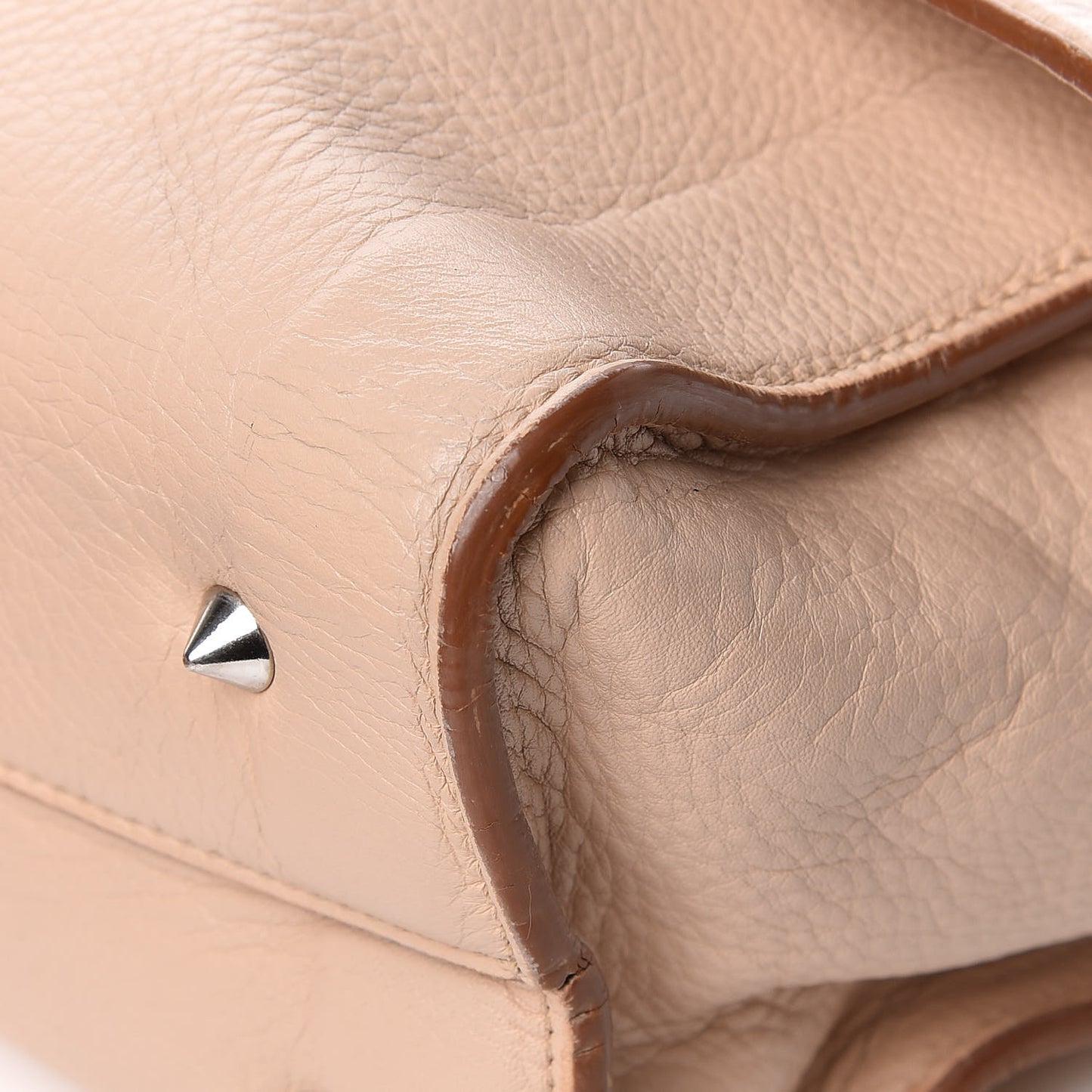 Grained Calfskin Medium Shark Lock Satchel Nude
