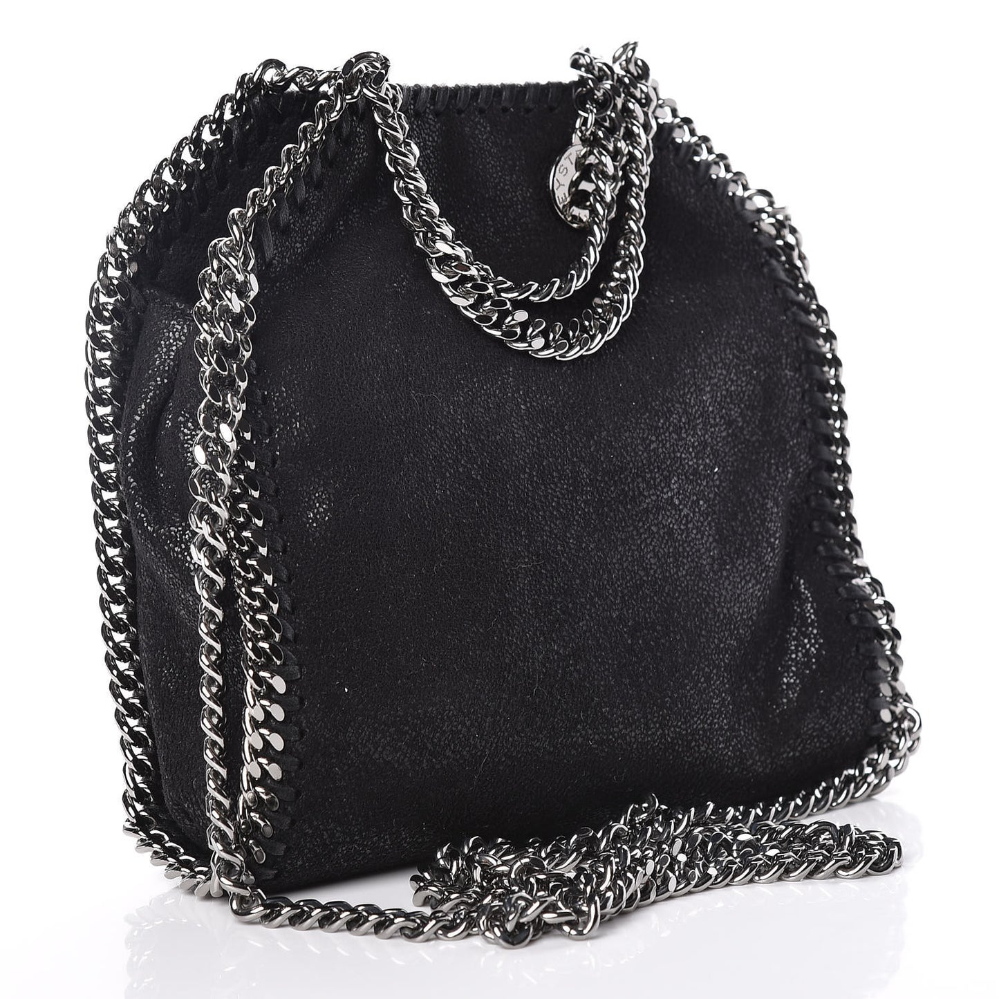 Shaggy Deer Embellished Tiny Falabella Tote Black