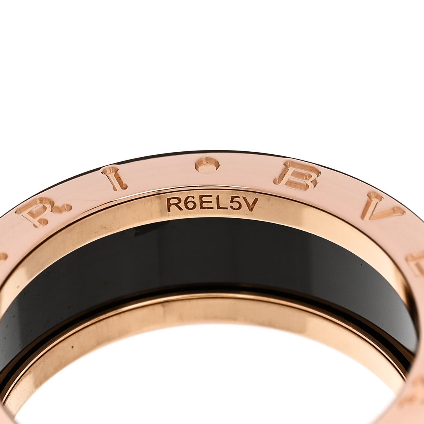 18K Rose Gold Black Ceramic B.Zero1 Two-Band Ring 56 7.5