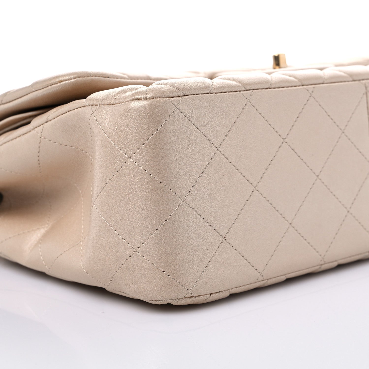 Chanel Metallic Lambskin Quilted Jumbo Double Flap Pale Gold 8 of 14