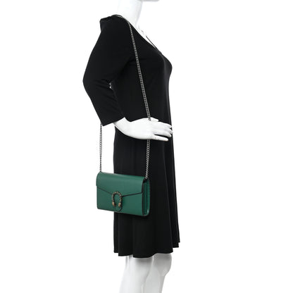Gucci Calfskin Mini Dionysus Chain Wallet Emerald 3 of 9